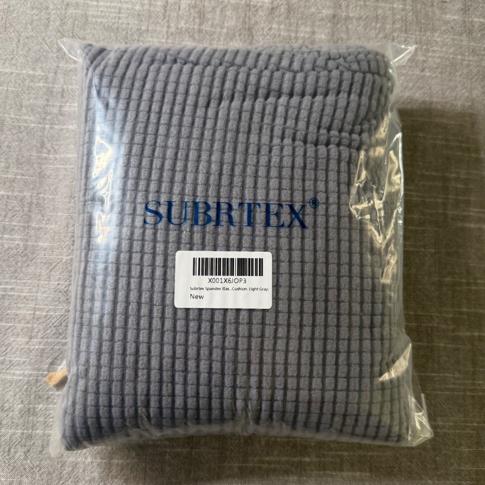 Subrtex Spandex Elastic Sofa Cushion Cover Light Gray Waffle Textured Slipcover - Picture 2 of 7